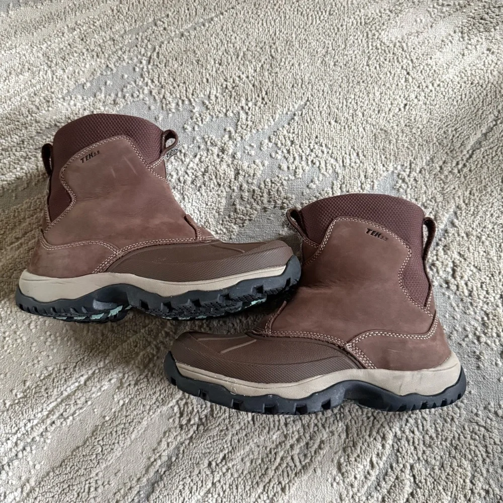 L.L.Bean Storm Chaser winter boots brown leather primaloft side zip waterproof 7